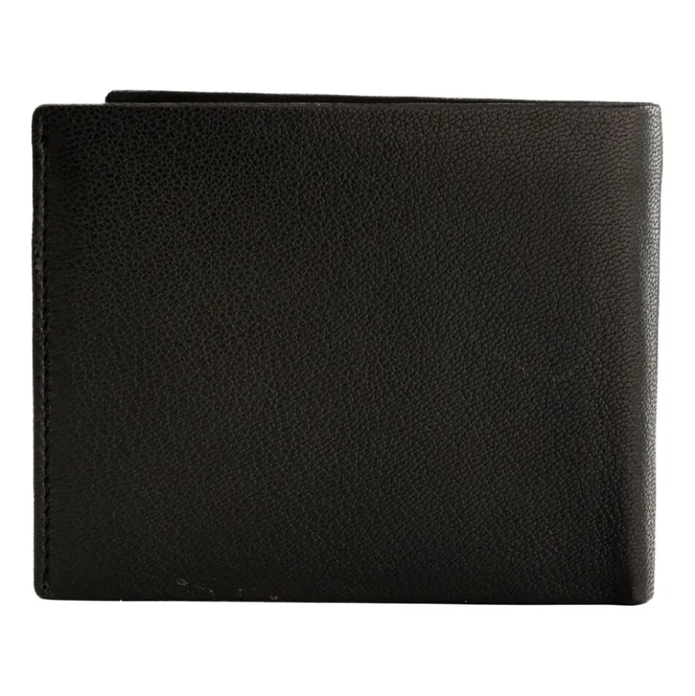 Portfel męski ze skóry koziej Wings, 11 x 13 x 2 cm, RFID, czarny