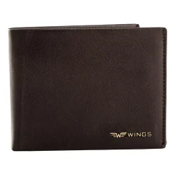Portfel męski ze skóry koziej Wings, 11 x 13 x 2 cm, RFID, brązowy