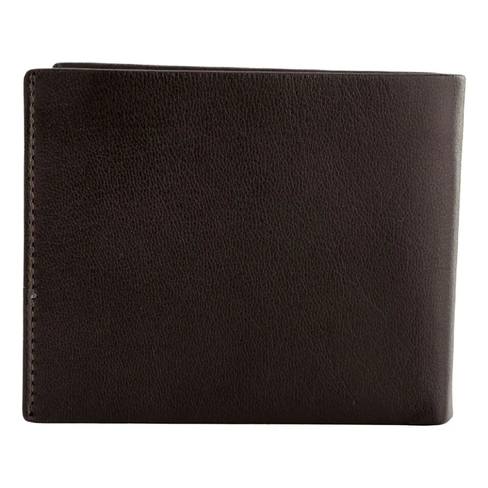 Portfel męski ze skóry koziej Wings, 11 x 13 x 2 cm, RFID, brązowy
