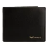 Portfel męski ze skóry koziej Wings, 11 x 13 x 2 cm, RFID, z kieszenią na monety, czarny
