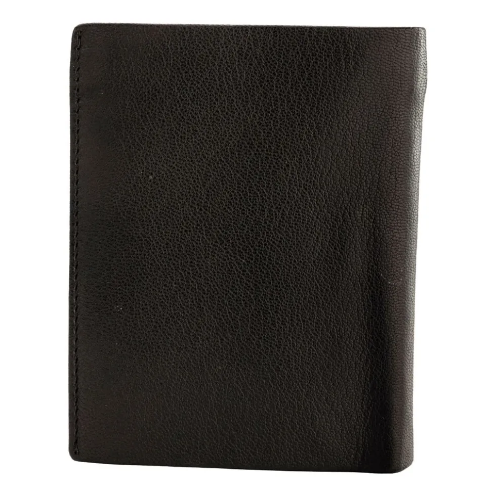 Portfel męski ze skóry koziej Wings, 13 x 10 x 2 cm, RFID, czarny