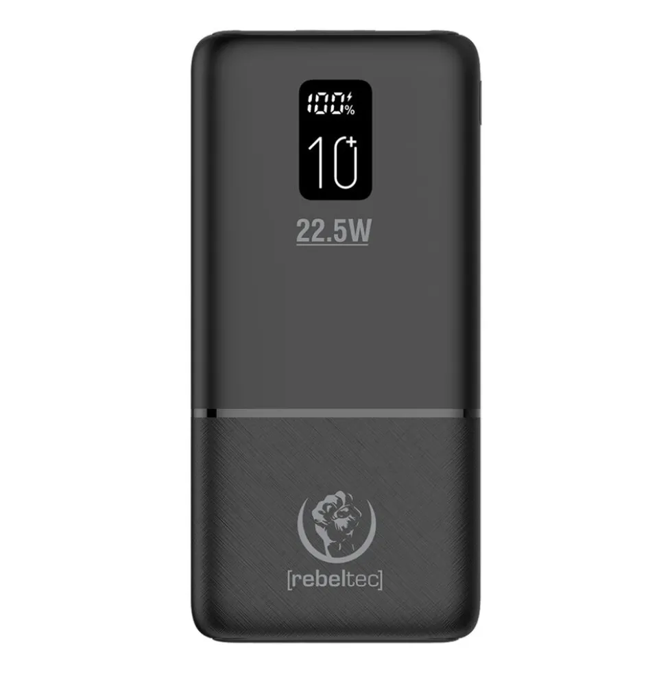 Powerbank Rebeltec P10 LCDPD, 10000 mAh, 22,5 W, czarny