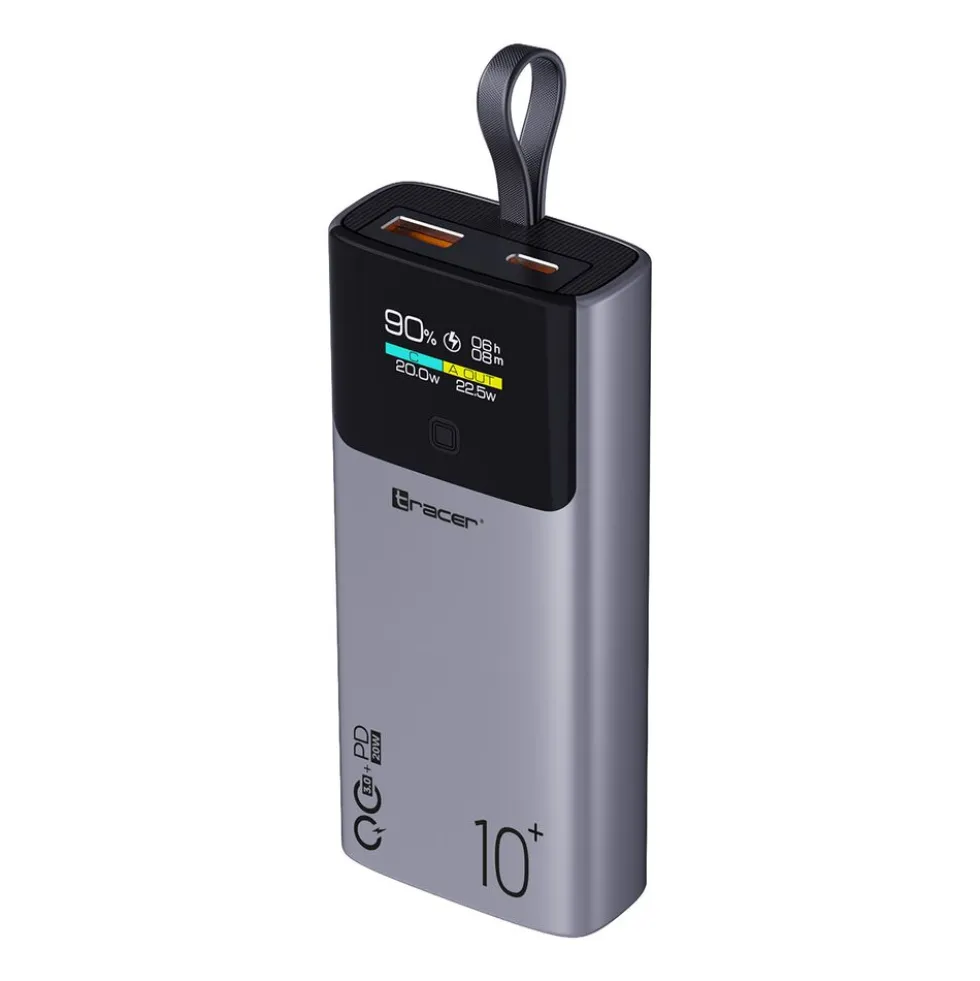 Powerbank Tracer Comet, 10000 mAh, 20 W, czarno-stalowy