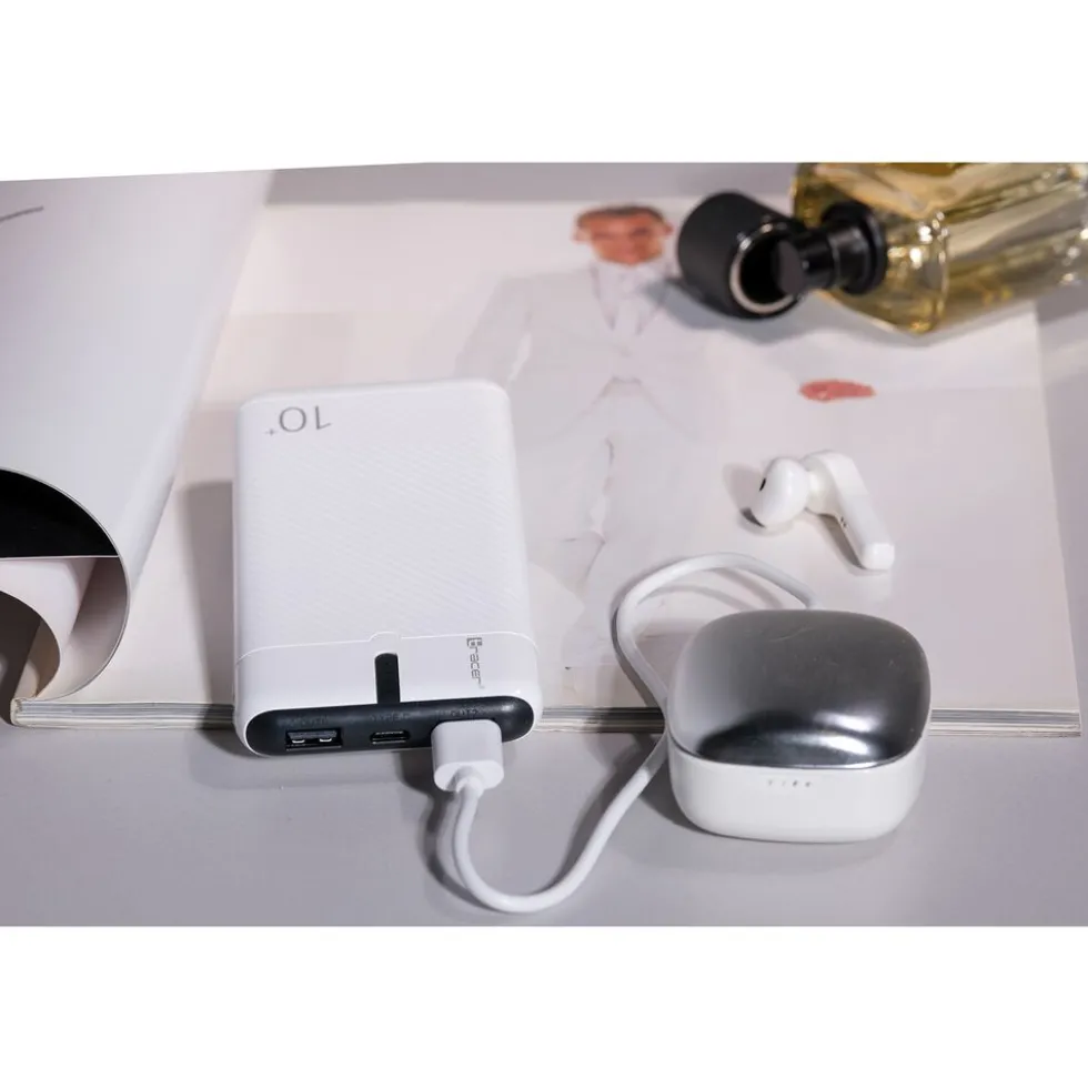 Powerbank Tracer EnerGo, 10000 mAh, biało-czarny
