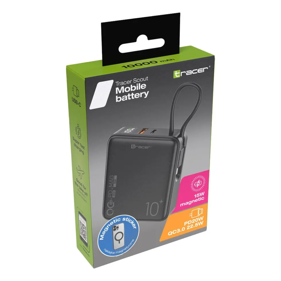 Powerbank Tracer Scout, 10000 mAh, czarny