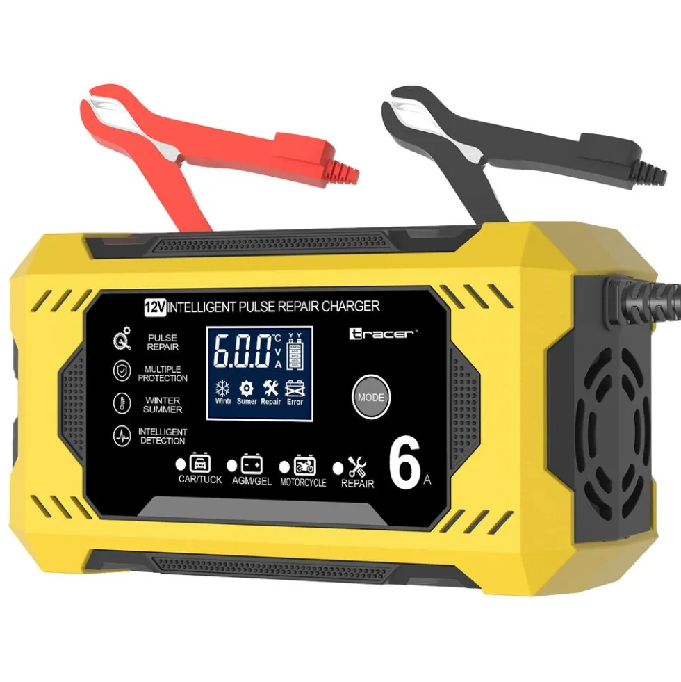 Prostownik automatyczny 12V/6A Tracer DT126, z funkcją diagnozy i regeneracji