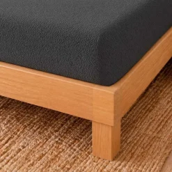 Prześcieradło frotte z gumką 90 x 200 cm Pation Home Luneo, grafitowe