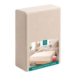 Prześcieradło frotte z gumką 180 x 200 cm Pation Home Luneo, ecru