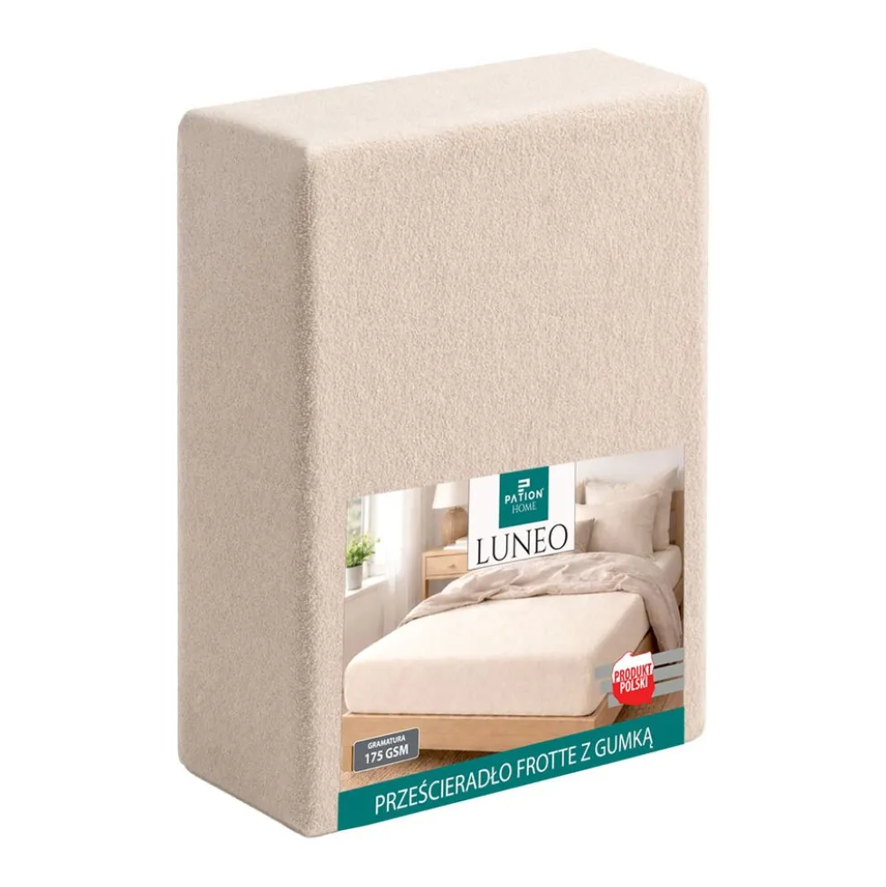 Prześcieradło frotte z gumką 180 x 200 cm Pation Home Luneo, ecru