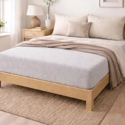 Prześcieradło frotte z gumką 160 x 200 cm Pation Home Luneo, jasnoszare