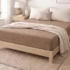 Prześcieradło frotte z gumką 220 x 200 cm Pation Home Luneo, ciemnobeżowe