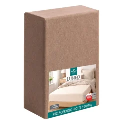 Prześcieradło frotte z gumką 220 x 200 cm Pation Home Luneo, ciemnobeżowe