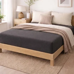 Prześcieradło z gumką 220 x 200 cm Pation Home Nexa, grafitowe