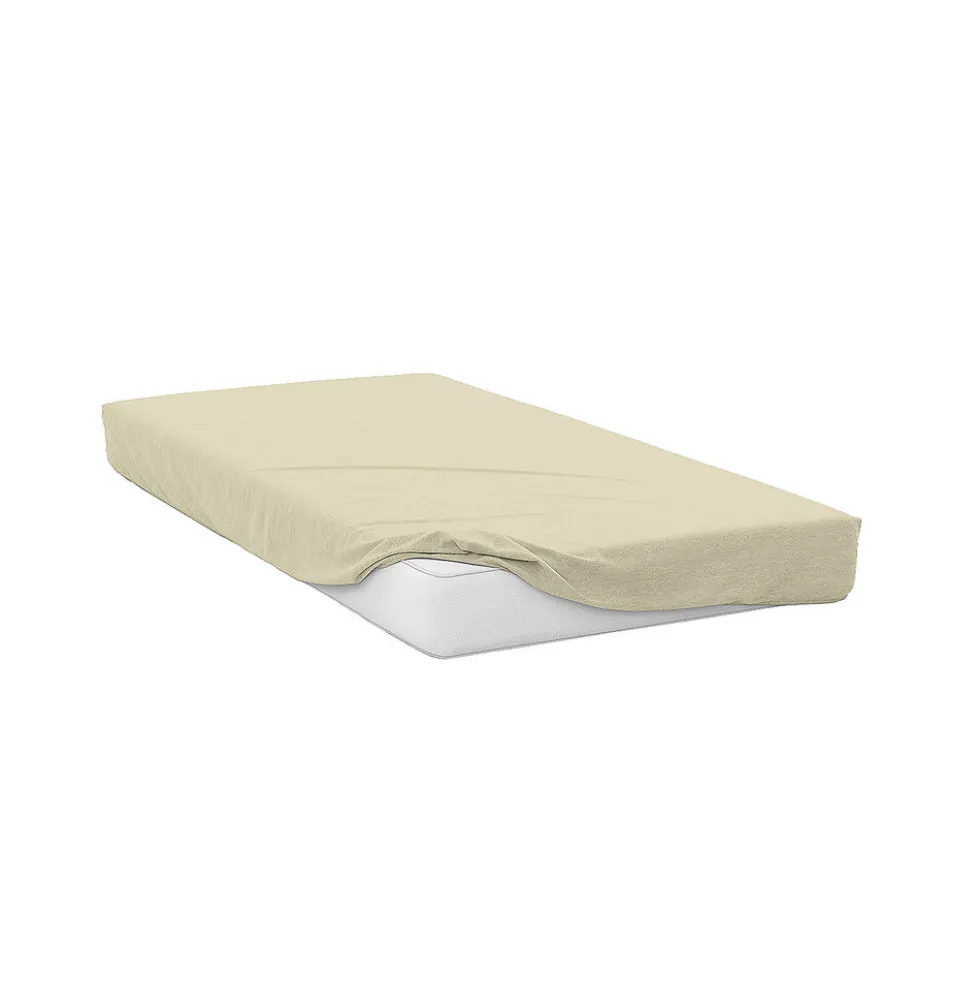 Prześcieradło z gumką 160 x 200 x 25 cm Soft Jersey, kremowe