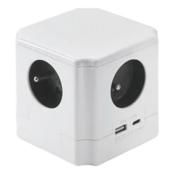 Przedłużacz kostka Hykker, 4 gniazda, USB-A, USB-C, biały