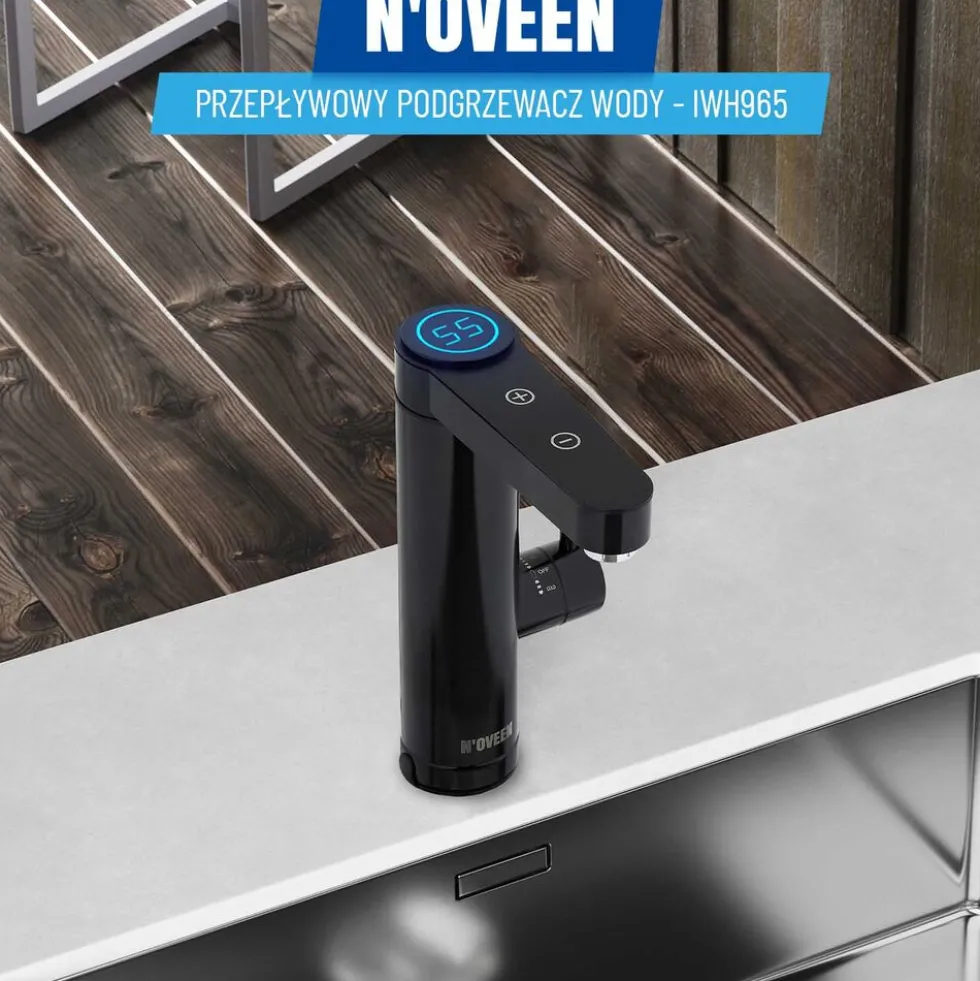 Przepływowy podgrzewacz wody Noveen IWH965 Inox, LED, 2 – 2,5 l/min