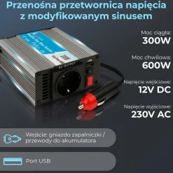 Przetwornica Extralink OPIM-300W, 300 W, modyfikowany sinus, moc szczytowa 600 W