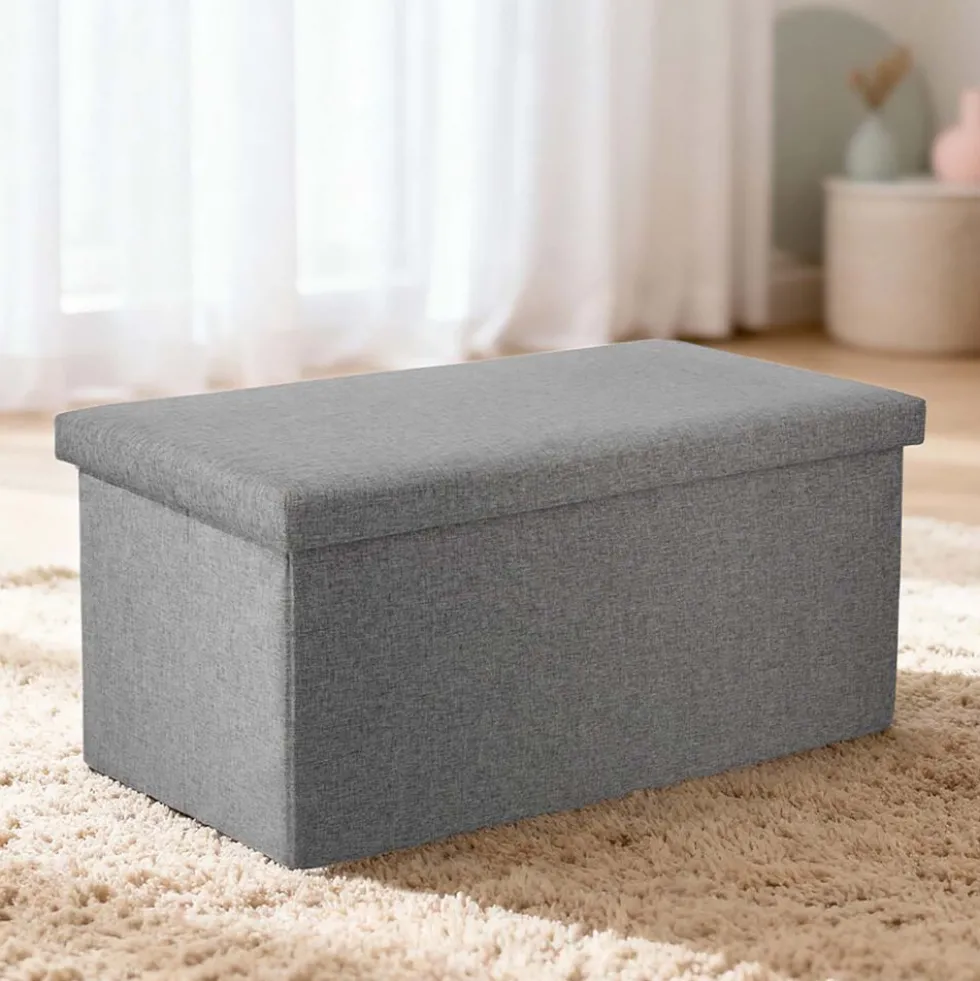 Puf ze schowkiem Smukee Home, 76 x 38 x 38 cm, szary