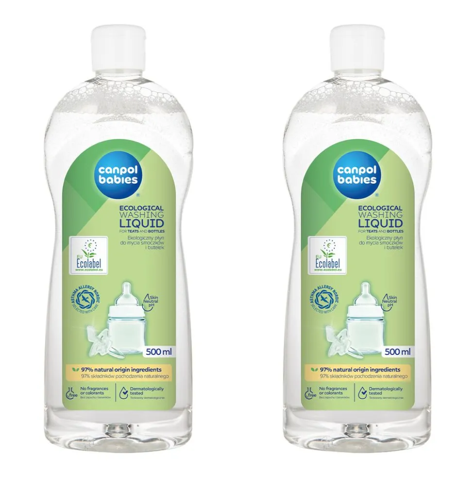 Płyn do mycia smoczków i butelek Canpol Babies, 2 x 500 ml