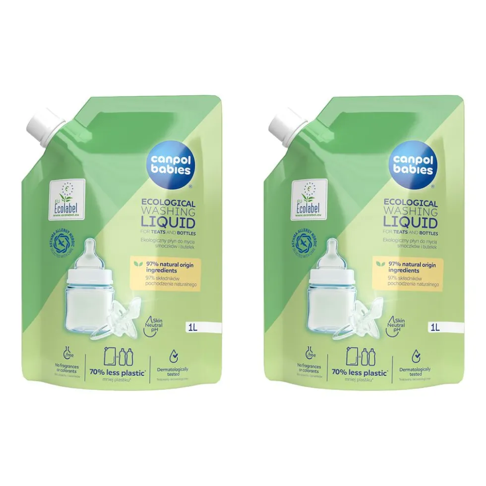 Płyn do mycia smoczków i butelek Canpol Babies, 2 x 1 l, opakowanie uzupełniające