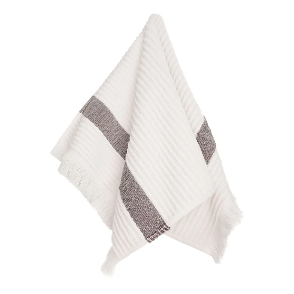 Ręcznik bawełniany frotte Faro Fala, 500 gsm, 30 x 50 cm, z frędzlami, ecru