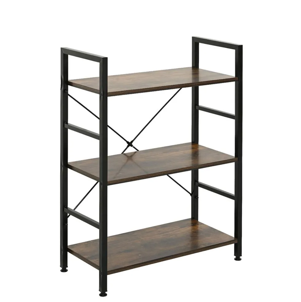 Regał loft 60 x 28 x 85 cm OTE, 3 półki, melamina, ciemnobrązowy