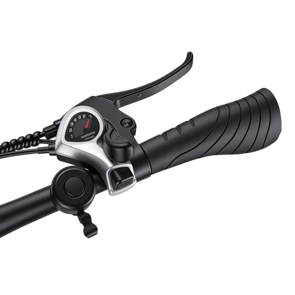 Rower elektryczny MTB Ancheer, 27,5”, czarny z niebieskimi elementami