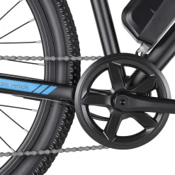 Rower elektryczny MTB Ancheer, 27,5”, czarny z niebieskimi elementami