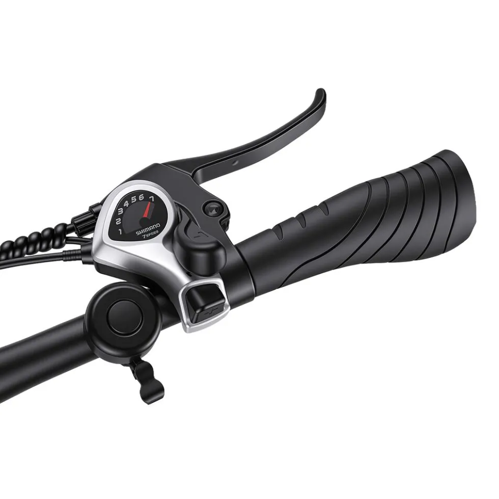 Rower elektryczny MTB Ancheer, 27,5”, czarny z zielonymi elementami