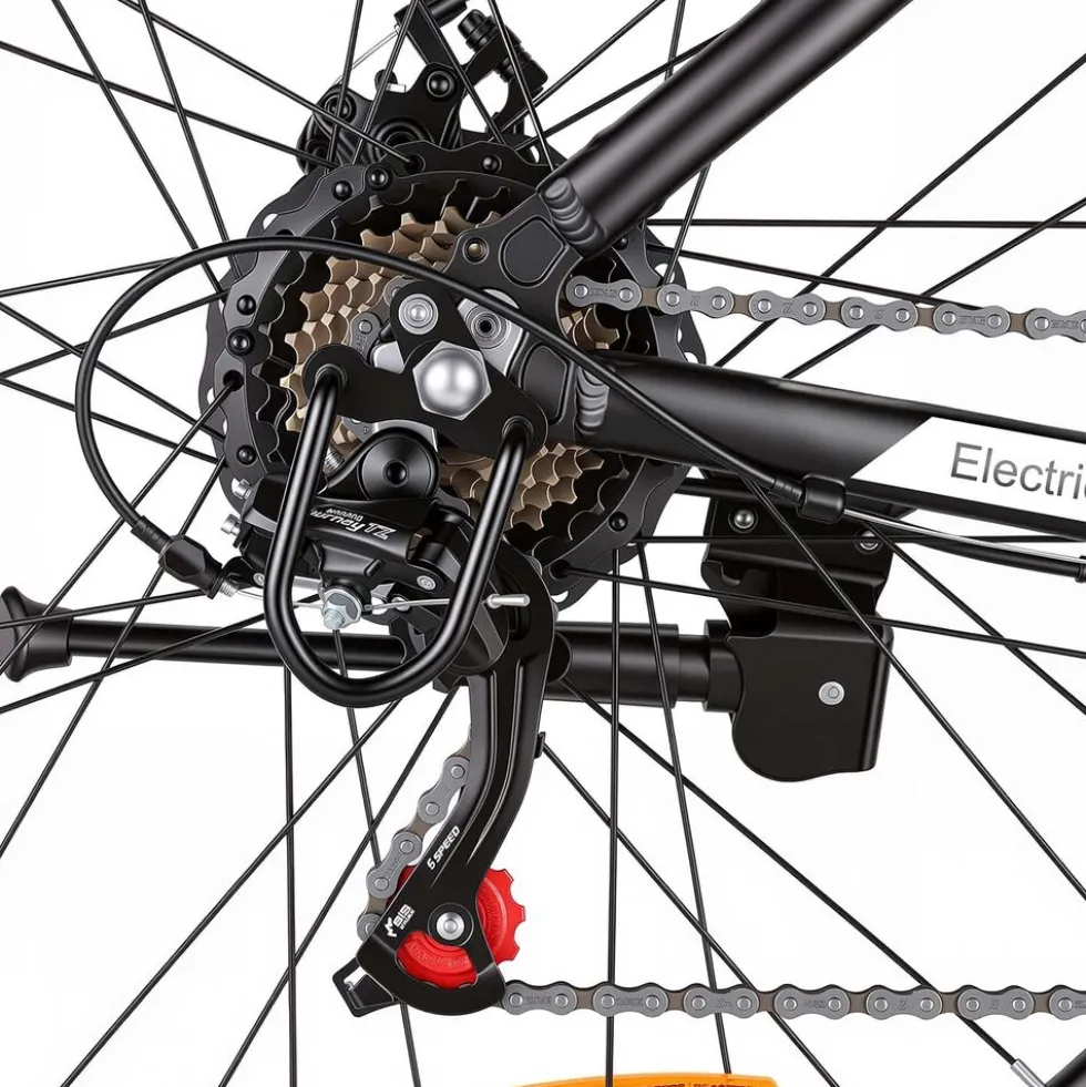 Rower elektryczny MTB Ancheer, 27,5”, czarny z białymi elementami