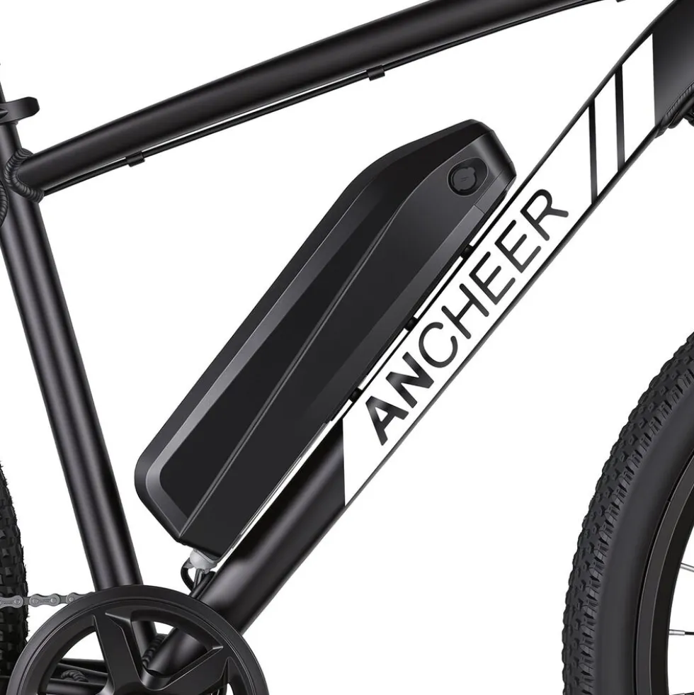 Rower elektryczny MTB Ancheer, 27,5”, czarny z białymi elementami
