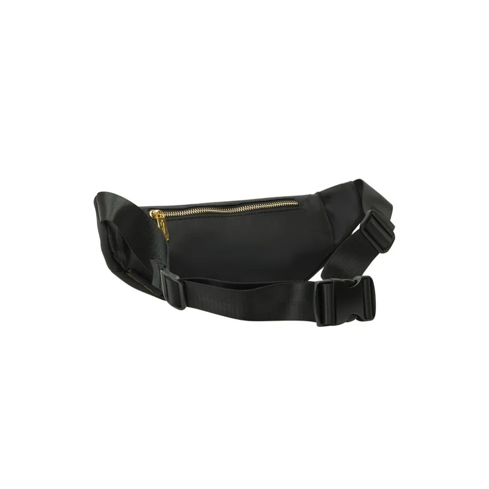 Saszetka biodrowa, czarna, ze złotym logo