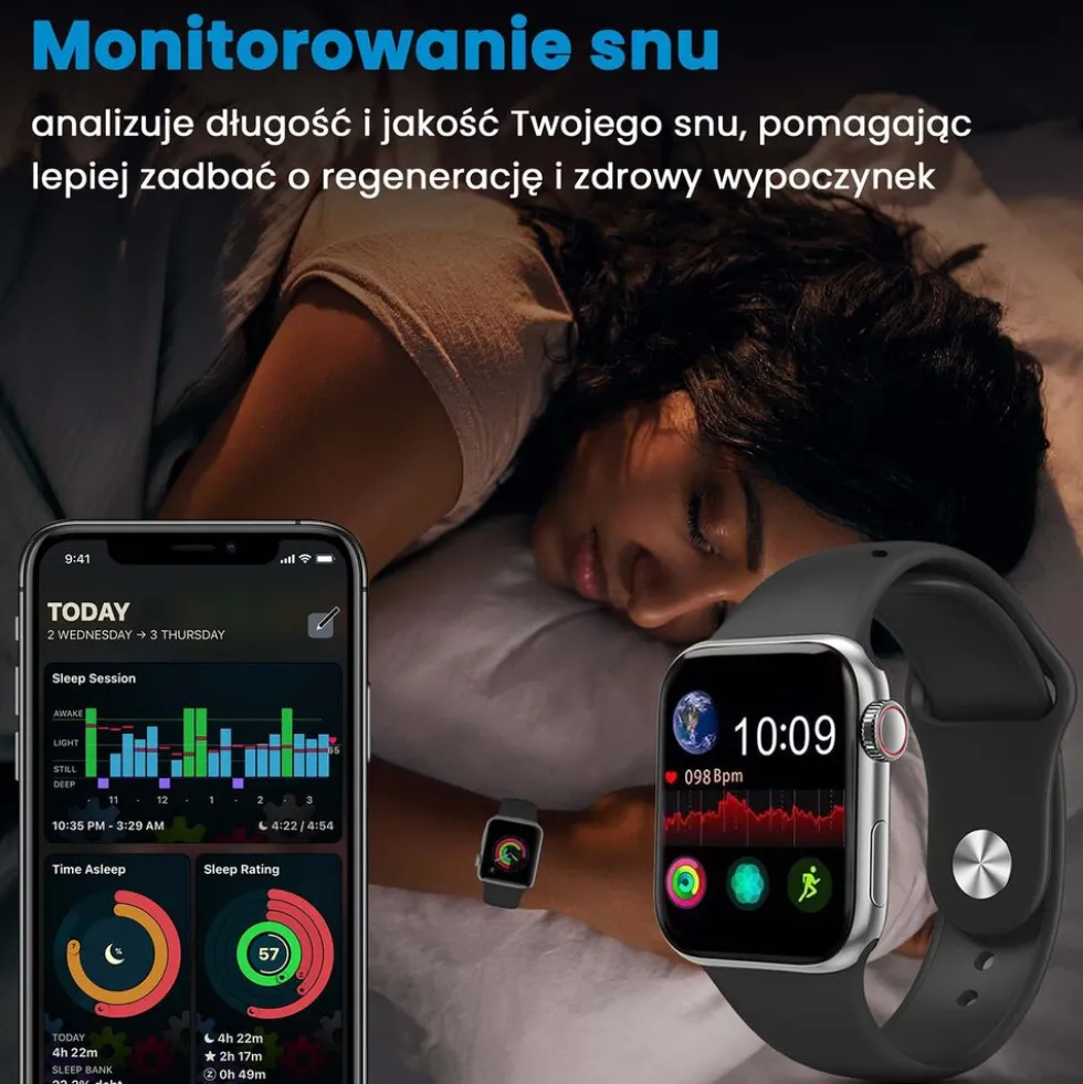 Smartwatch Extralink Lifestyle Watch9, 2 opaski, srebrny