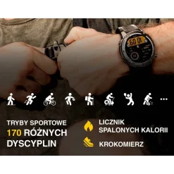 Smartwatch Tracer GP-Fit2, 1,43'', wodoodporny, 2 paski, czarny, granatowy
