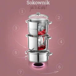 Sokownik parowy 8 l Florina, 2 x butelka na sok, akcesoria