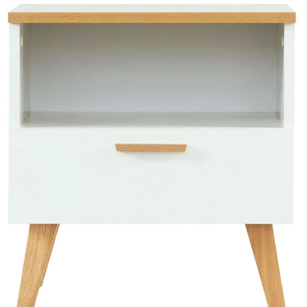 Stolik nocny Frisk 50 cm, skandynawski styl, biały