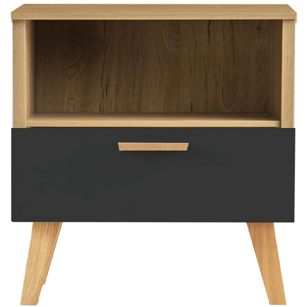 Stolik nocny Frisk 50 cm, skandynawski styl, czarny
