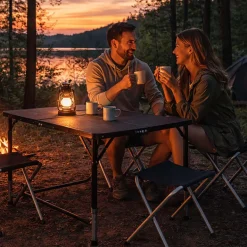 Stół turystyczny Black Forest, składany w walizkę, 4 stołki, czarny