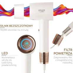 Suszarka do włosów Adler AD 2272, LED, Ion, Superspeed