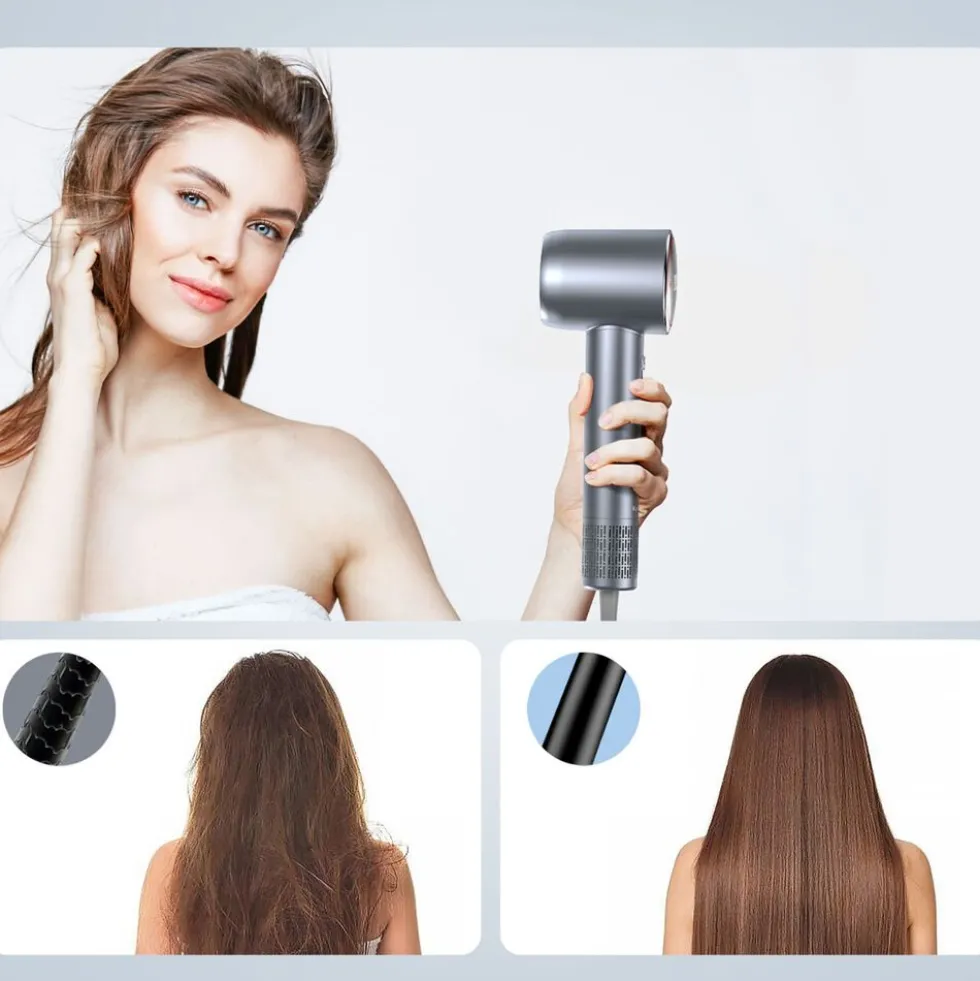Suszarka do włosów z jonizacją KaringBee HS01, 1300 W, szara