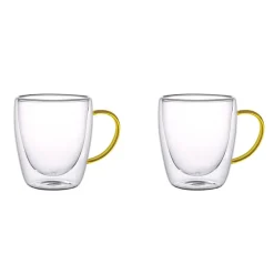 Szklanki termiczne MG Home Renza, 2 sztuki, 300 ml, z żółtym uchem