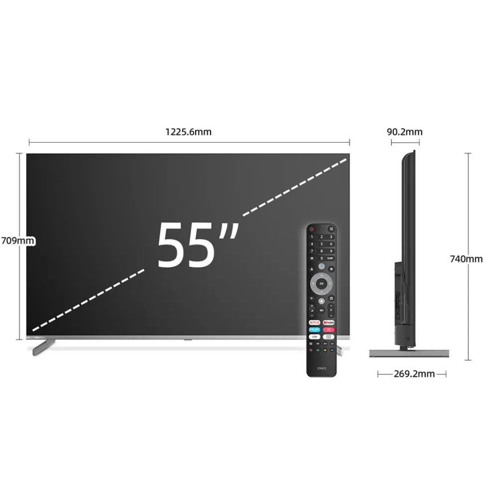 Telewizor 55'' CHiQ M55QN9V MiniLED, Google TV, 4K UHD, szary