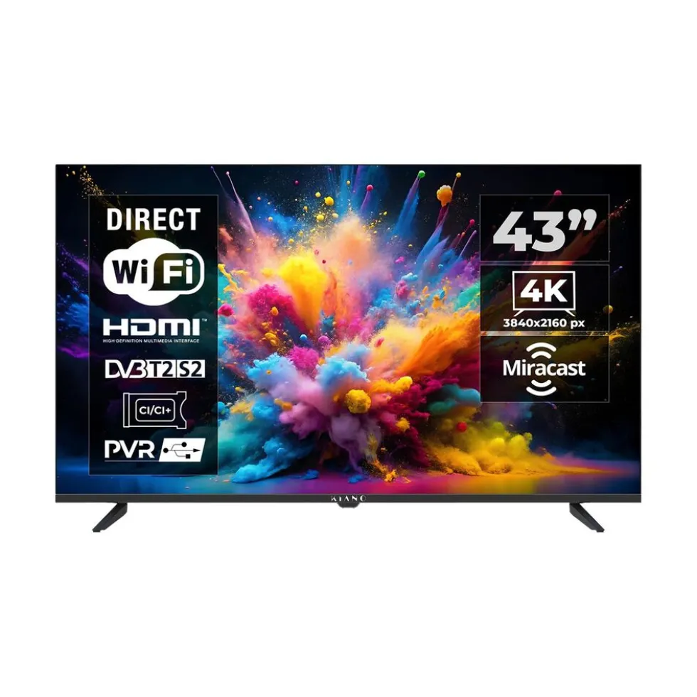 Telewizor 43" Kiano Elegance, bezramkowy, 4K Ultra HD, Smart TV, DVB-T2