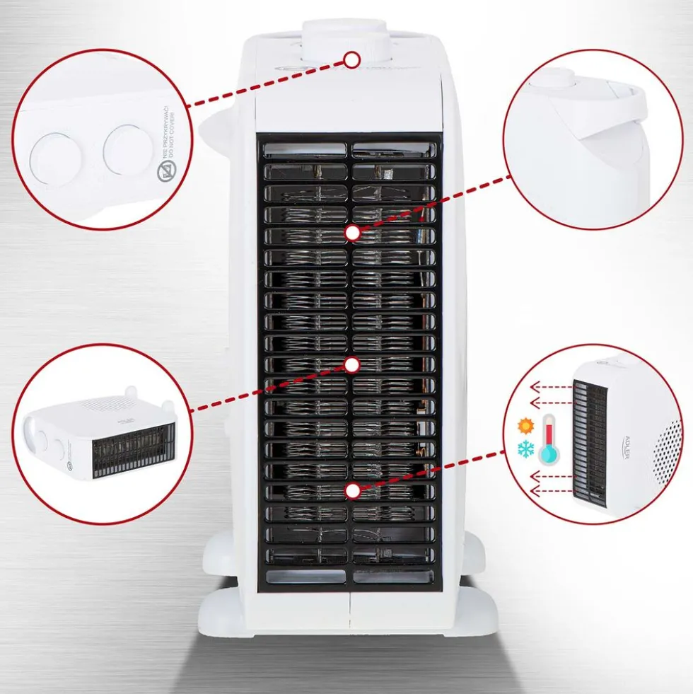 Termowentylator Adler AD 7725w, z regulacją temperatury i siły nadmuchu