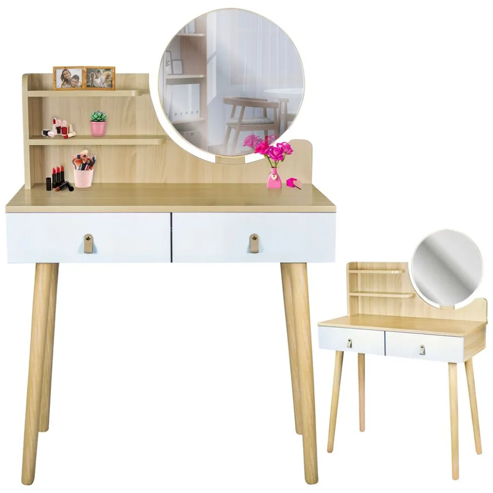 Toaletka kosmetyczna z lustrem Jumi Scandi, 120 x 40 x 80 cm