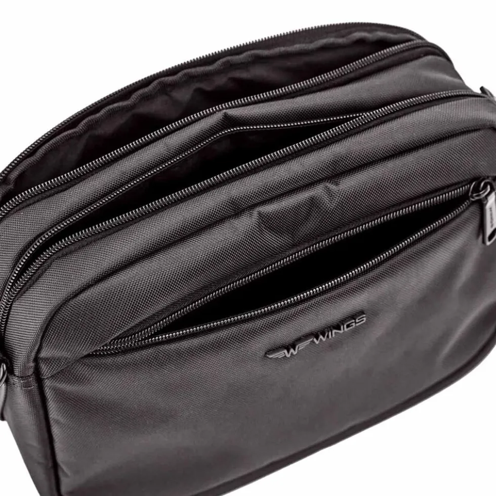 Torba męska crossbody Wings Brant BRT01, 28 x 9 x 21 cm, 5 l, czarna