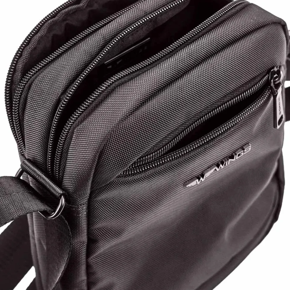 Torba męska crossbody Wings Brant BRT02, 21 x 8 x 26 cm, 4 l, czarna
