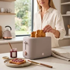 Toster BerlingerHaus H/9701, 750 W, z pokrywą przeciwkurzową, taupe