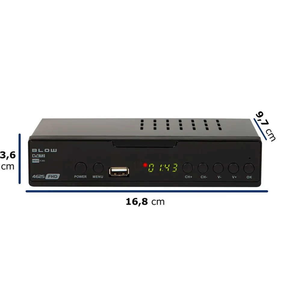 Tuner DVB-T2 BLOW 4625FHD, z pilotem