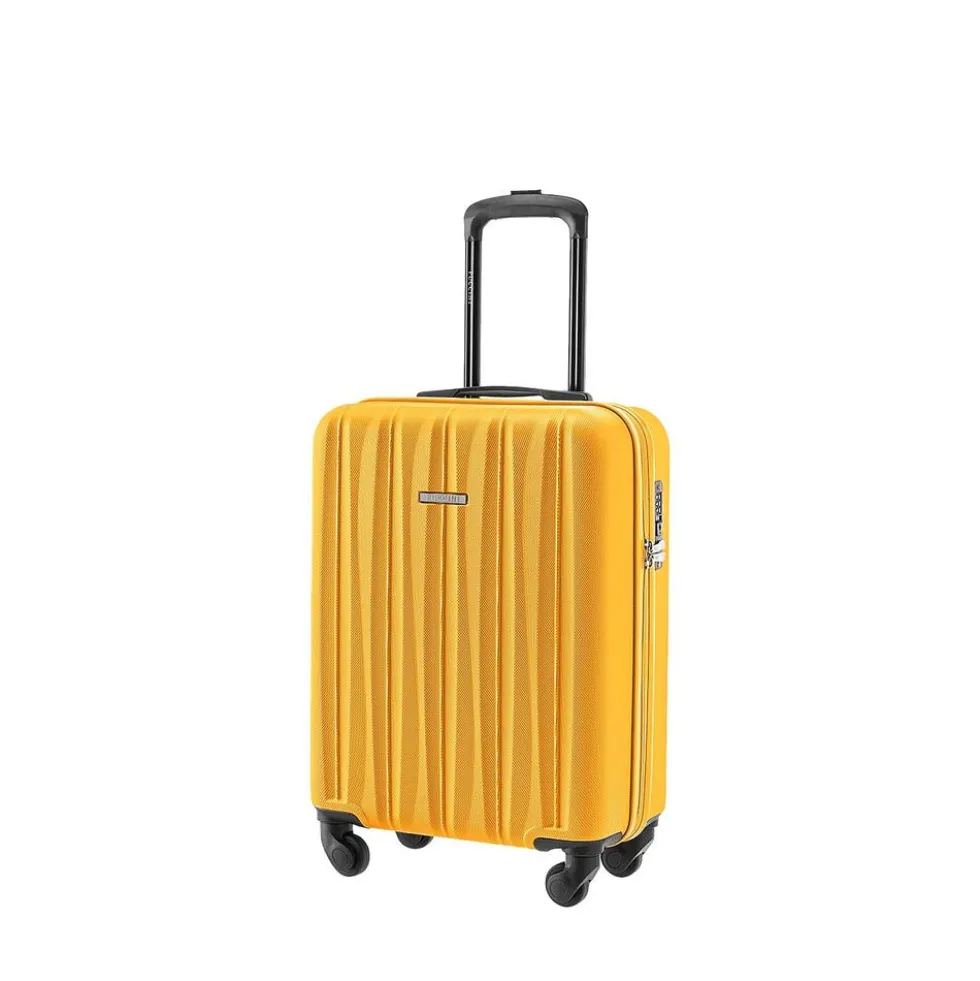 Walizka kabinowa 55 x 38 x 20 cm Puccini Bali, żółta ze żłobieniami